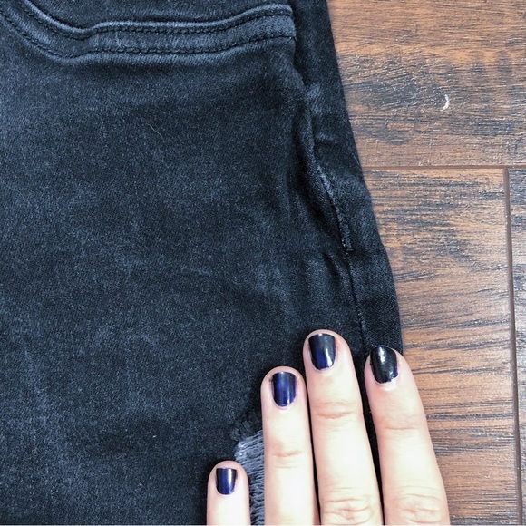 Spanx • Vintage Distressed Ankle Skinny Jeans black pull on raw hem jeggings - Picture 7 of 13